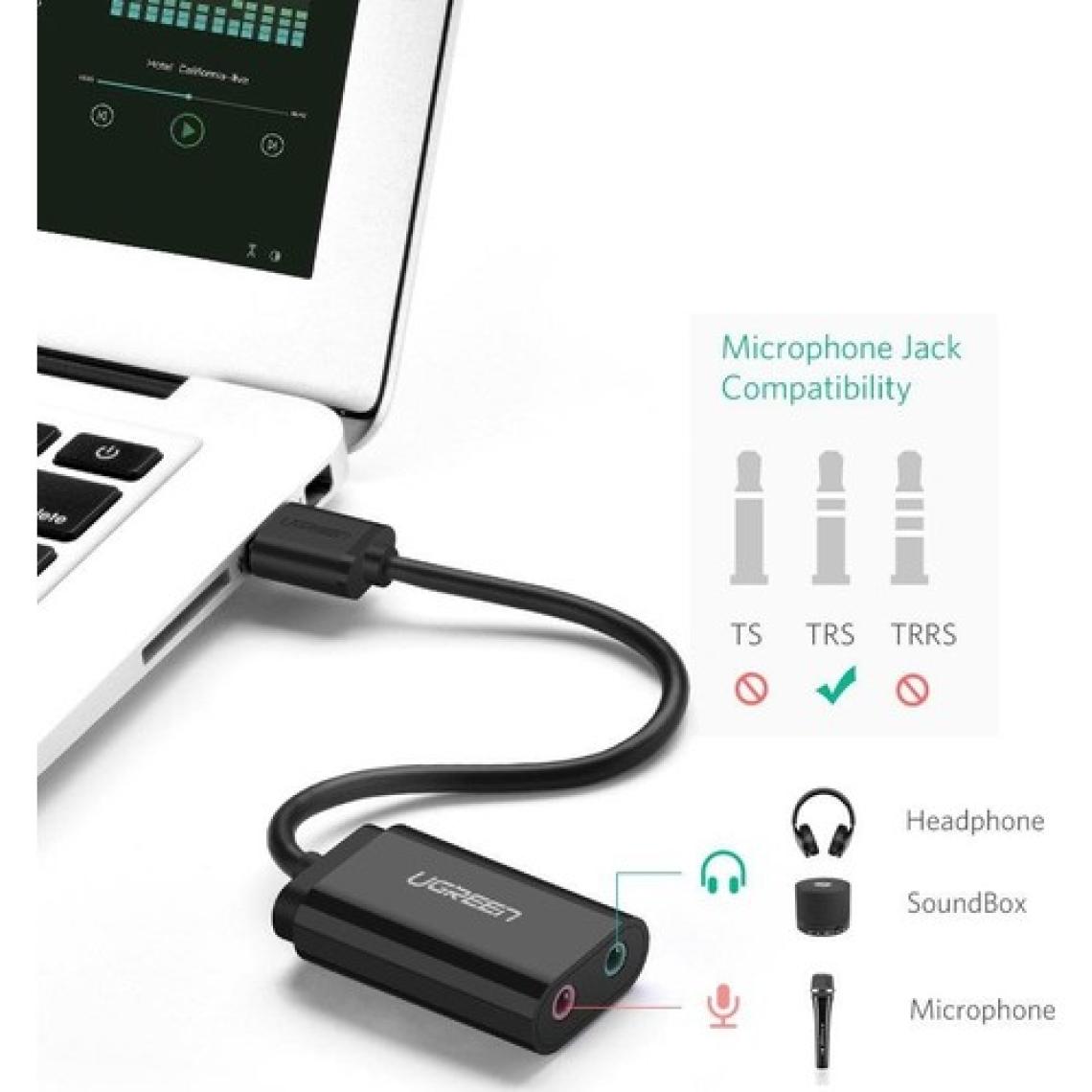 Ugreen Harici 3.5mm USB Ses Kartı Beyaz