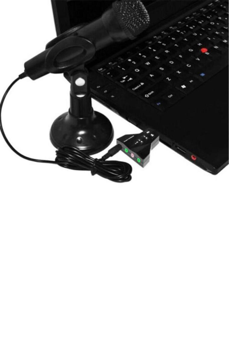 2100 Usb Ses Kartı 7 Kanal Çevirici Dönüştürücü Laptop Harici Kartı Mikrofon Kulaklık Girişli