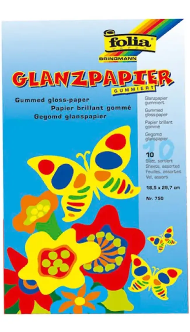 Folia Elişi Kağıdı (750) 18,5 x 29,5 cm 10 Farklı Renk, Parlak