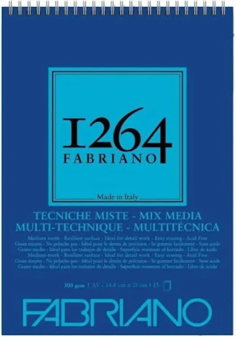 Fabriano : 1264 Çok Amaçlı Defter : A5 (300 gr - 15 Yaprak)