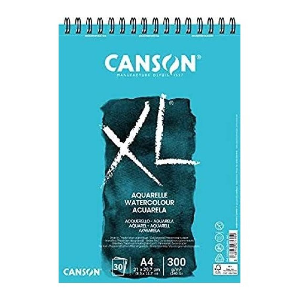 Canson XL Aquarelle Sulu Boya Bloğu Üstten Spiralli A4 300gr 30 Yaprak