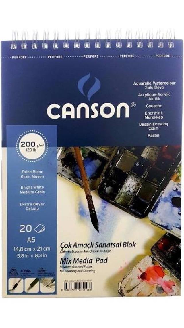 Canson Çok Amaçlı Sanatsal Blok 200Gr. 20 Yaprak, A5