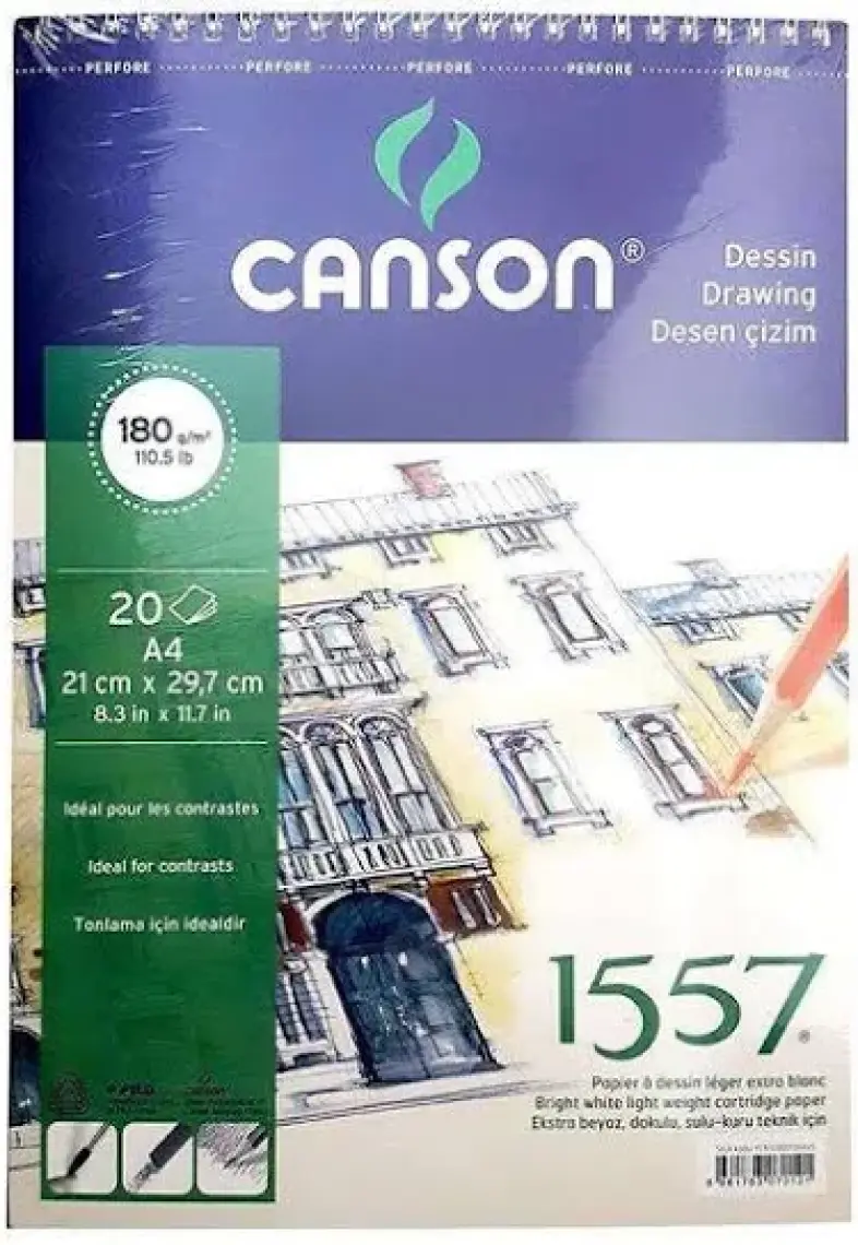 Canson 1557 Desen Çizim Defteri 180Gr. 20 Yaprak, A4