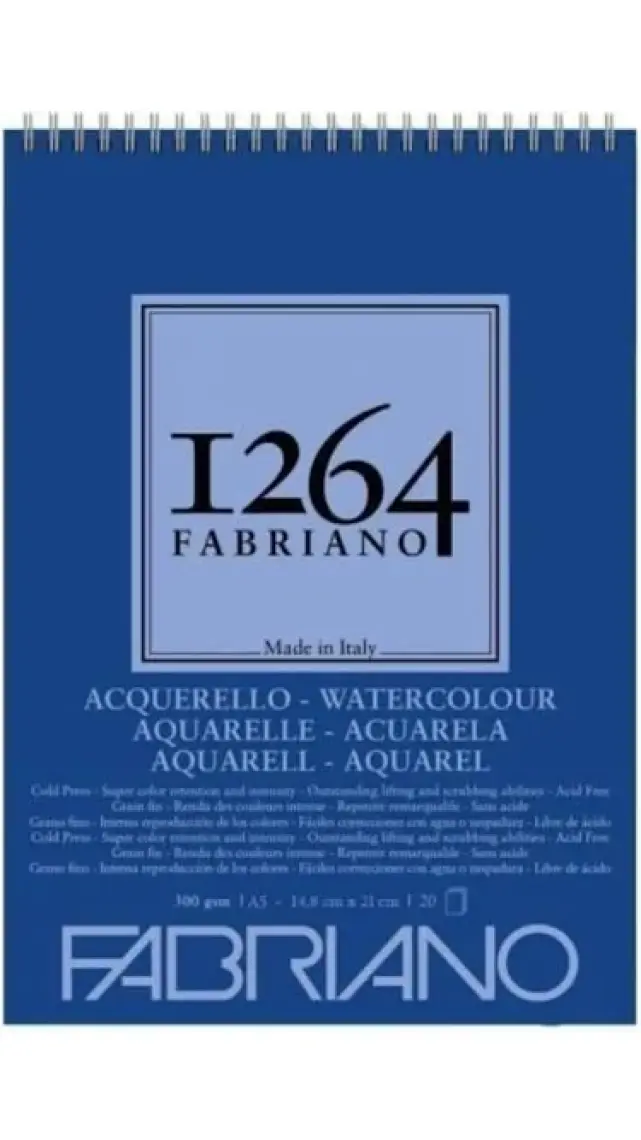 Fabriano : 1264 Siyah Yapraklı Sulu Boya Defteri : A4 (200 gr - 40 Yaprak)