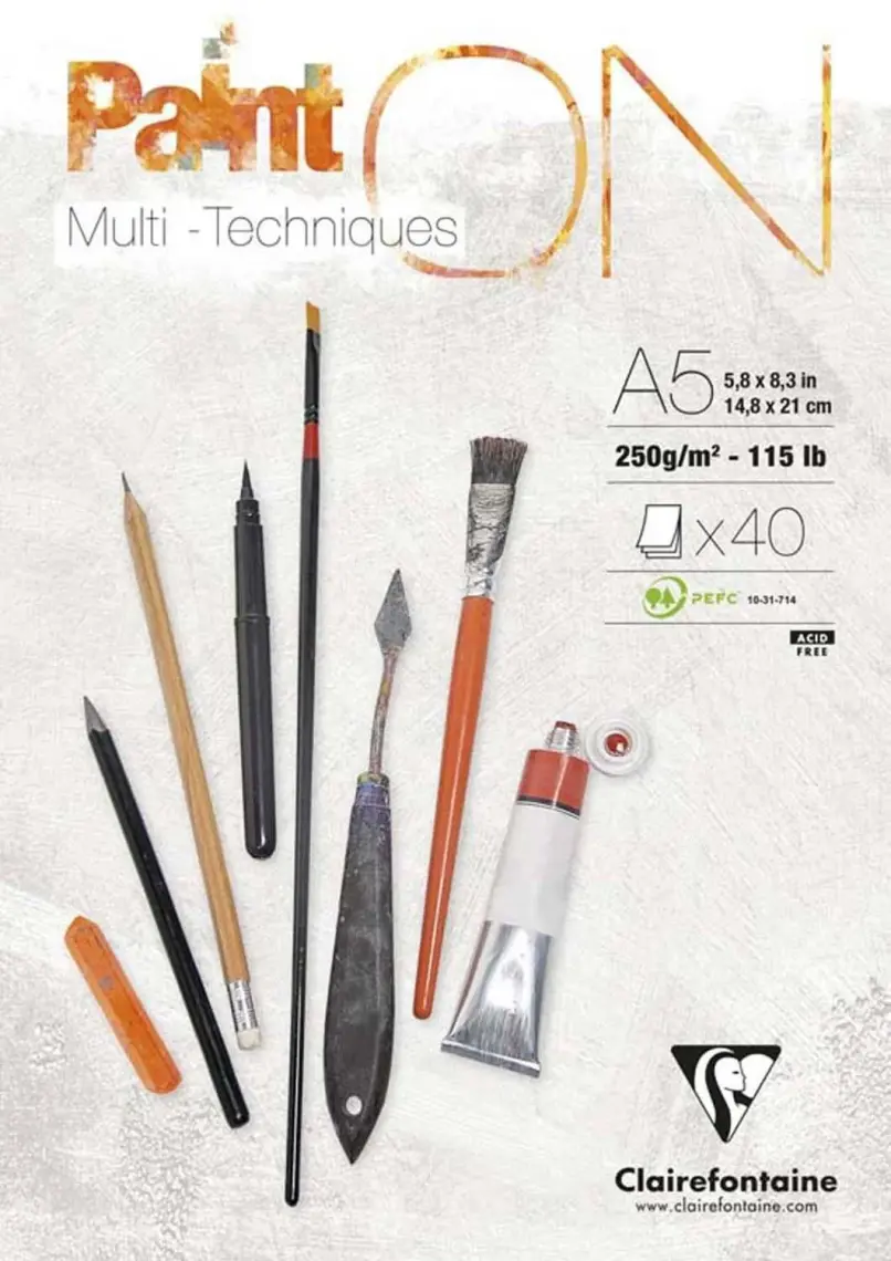 Clairefontaine Paint On Multi Techniques Karışık Teknik Blok 40 Yaprak 250 Gr. A5