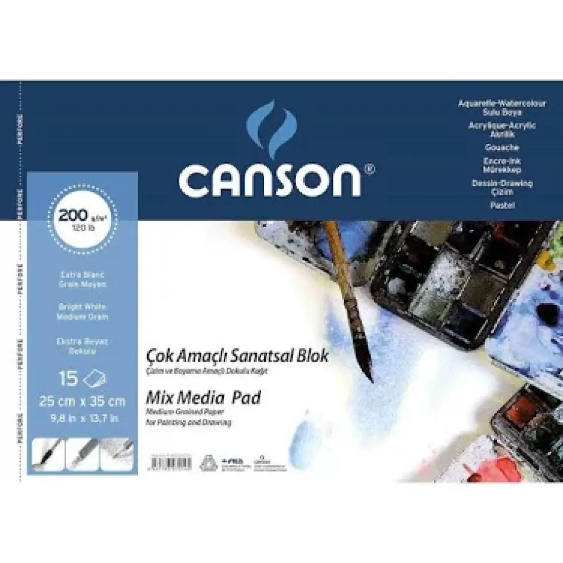 Canson Çok Amaçlı Sanatsal Blok 200gr. 15 Yaprak 25x35cm