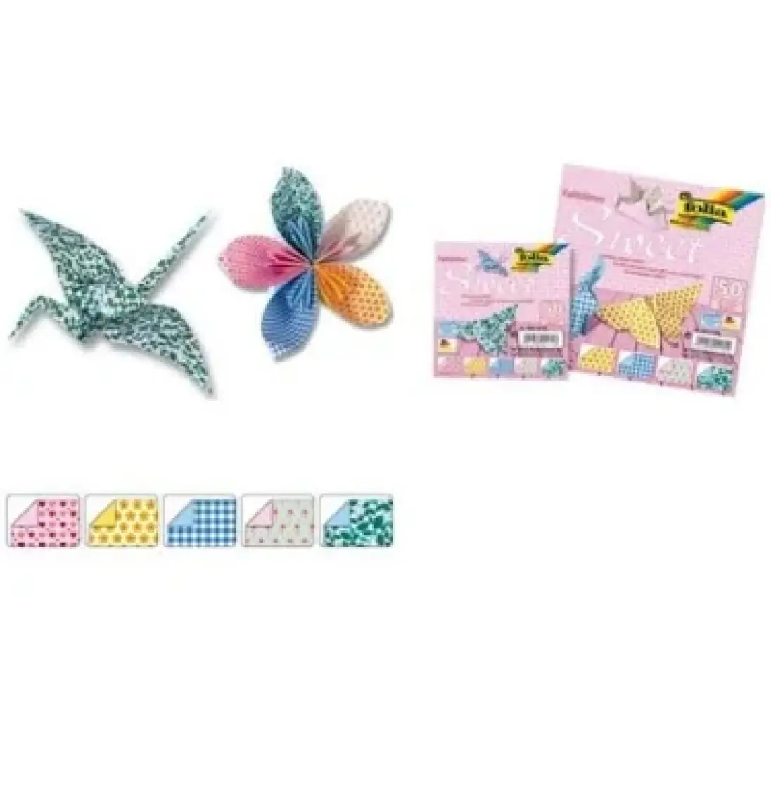 Folia Origami Kağıdı 5 Desen 50 Adet Kağıt Sweet 20 X 20 cm
