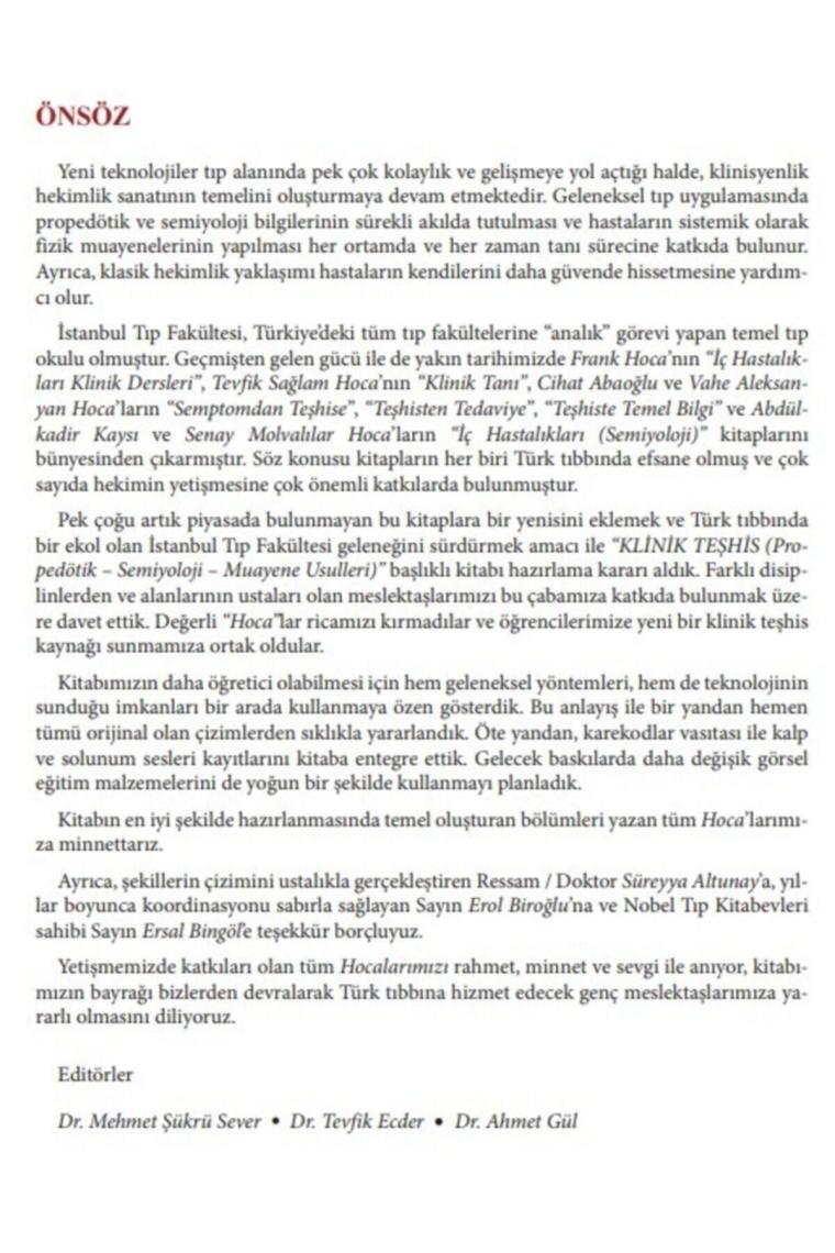 Klinik Teşhis ( Propedötik, Semiyoloji, Muayene Usulleri )