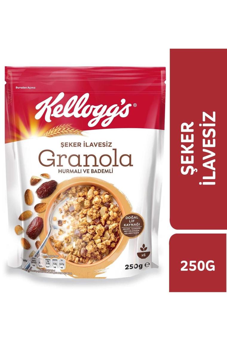 Şeker Ilavesiz Granola Hurmalı Ve Bademli 250 Gram,%43 Yulaf Içerir, Lif Kaynağı