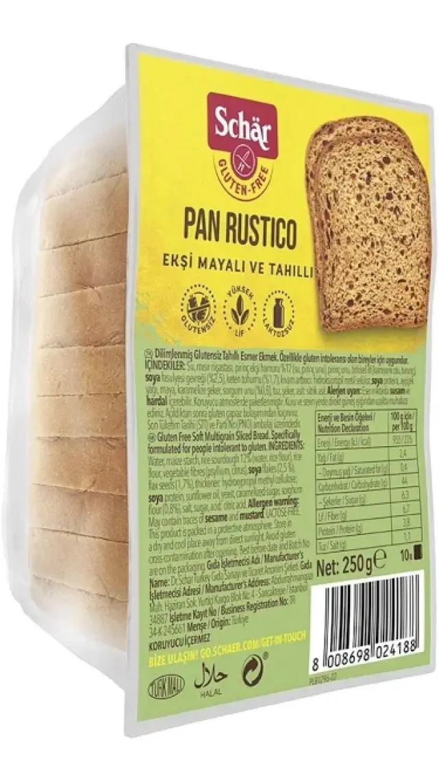 Rustico Glutensiz Lifli Ekmek 250 gr (8 ADET)