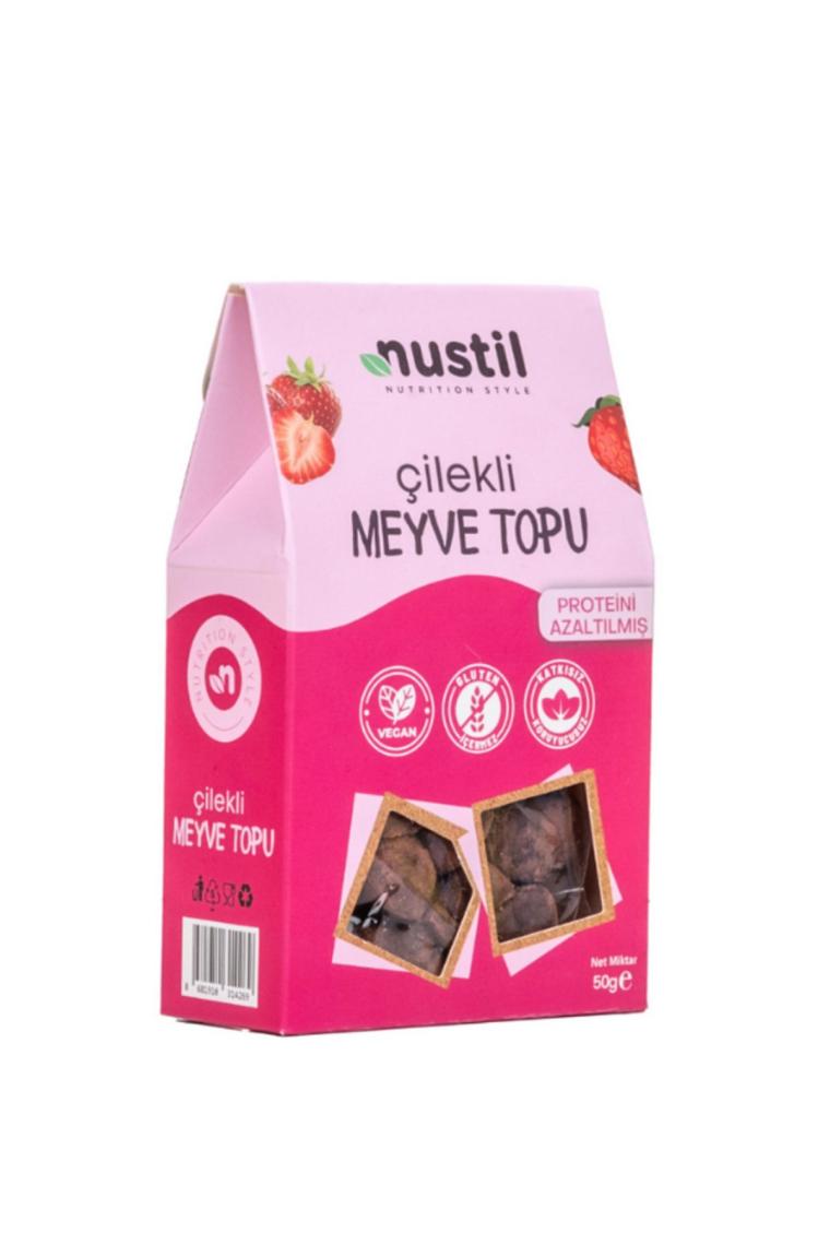 Düşük Proteinli Glutensiz Çilekli Meyve Topu 50 gr