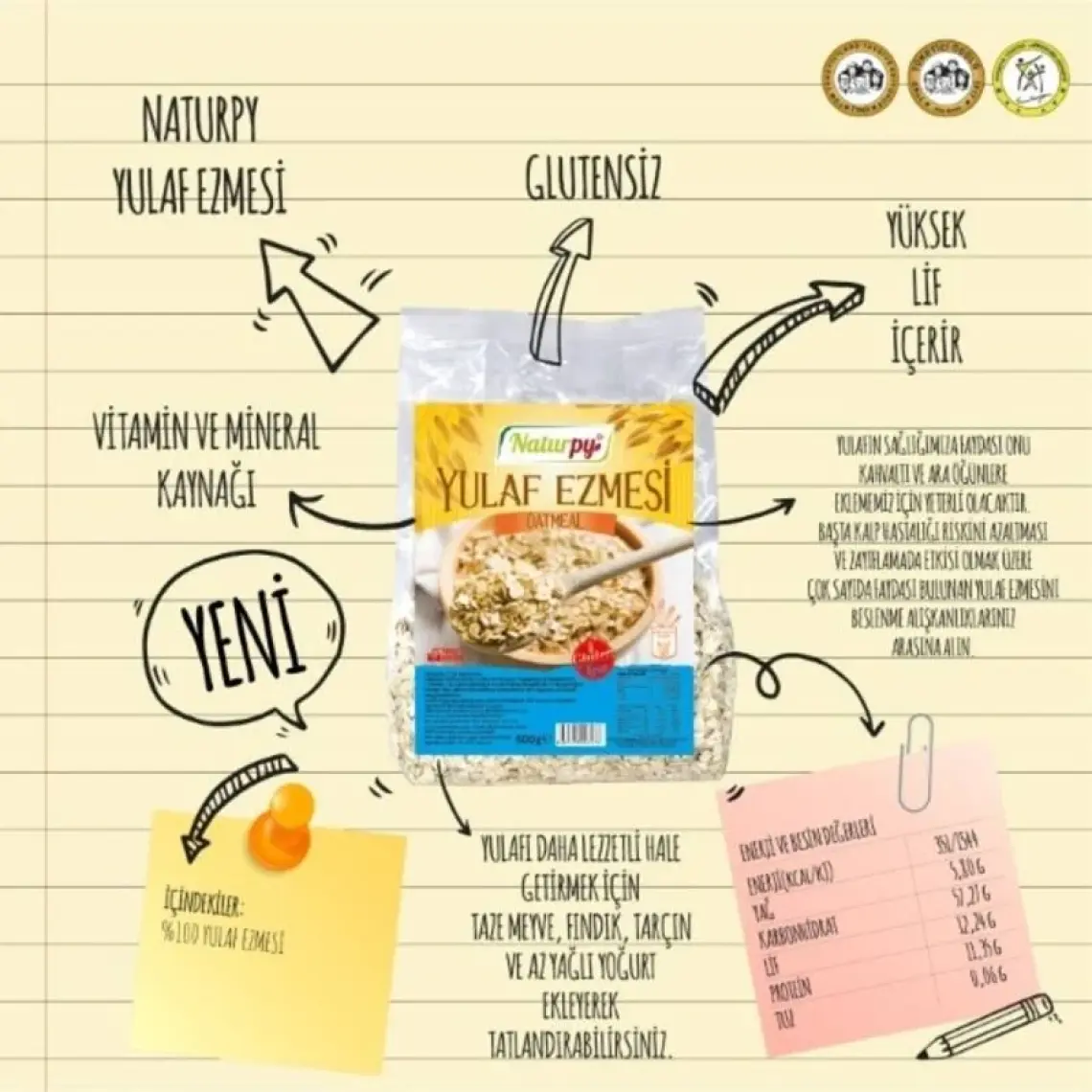 Naturpy Yulaf Ezmesı 500 gr Glutensiz