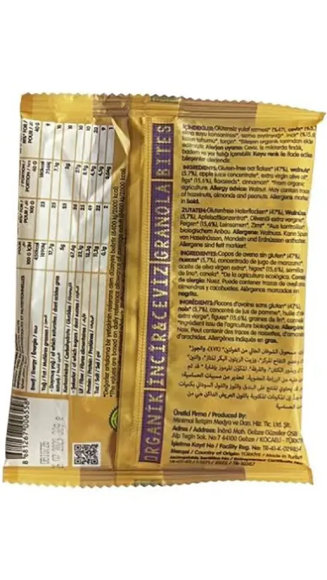 Moms Organic Fig & Walnut Granola Bites ( Vegan - Gluten Içermez) 38 G