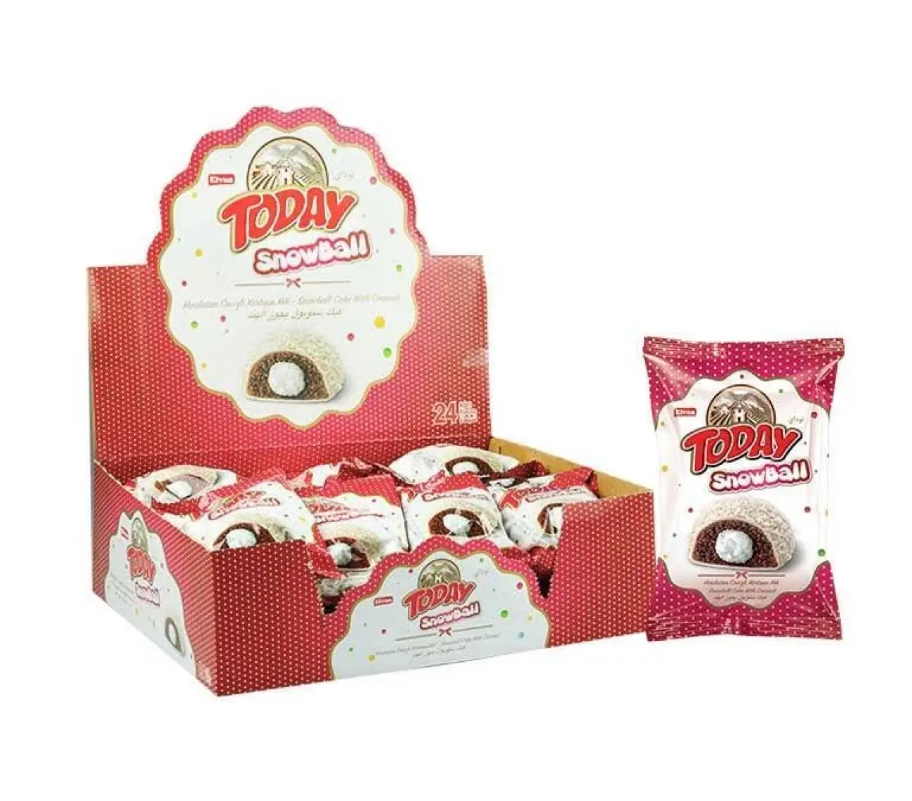 Elvan Today Snowball Hindistan Cevizli Kakaolu Kek - 45 gr x 24 Adet, Süt Kremalı Yumuşak Kek, Özel Günler İçin İkramlıklar