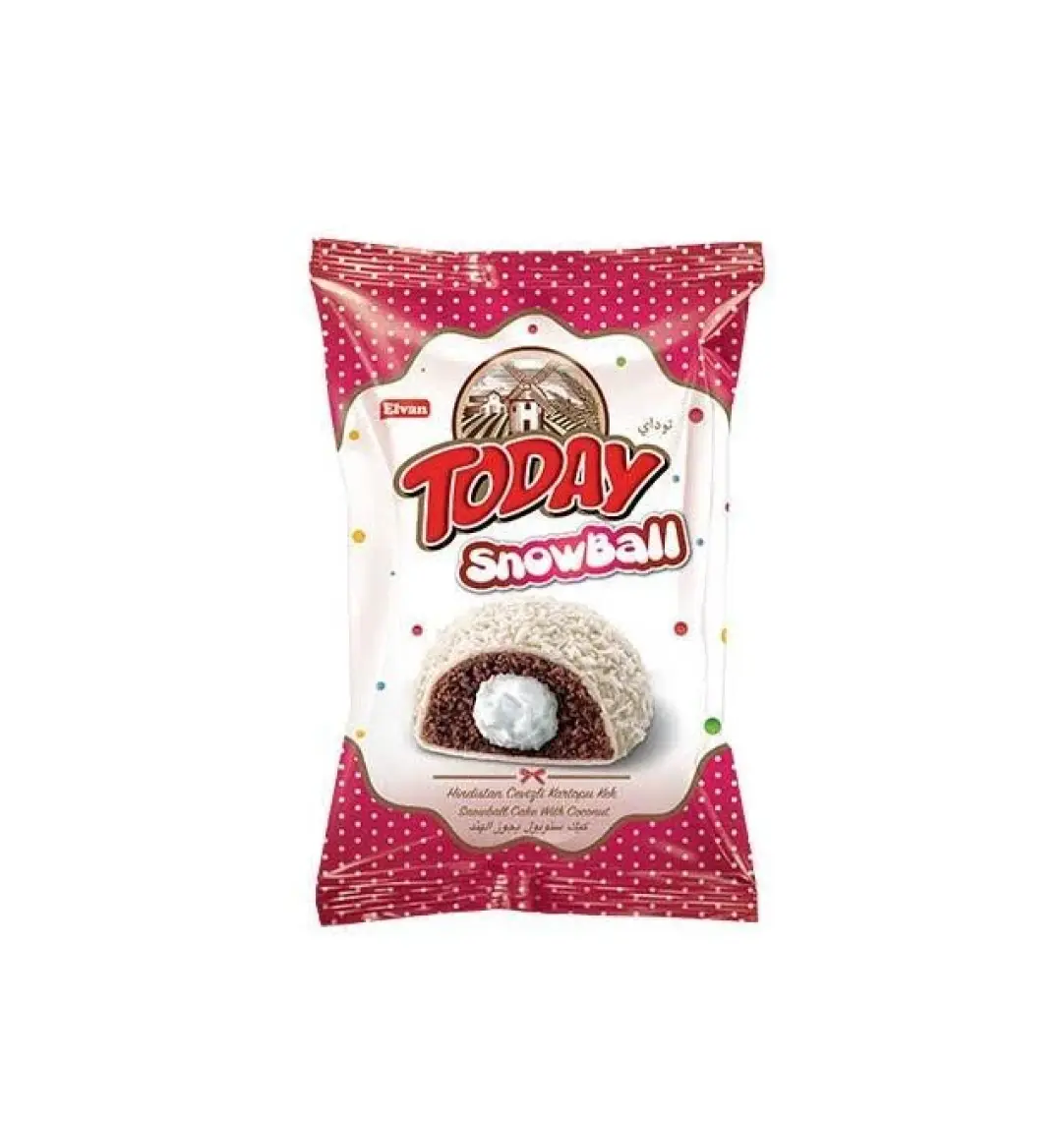 Elvan Today Snowball Hindistan Cevizli Kakaolu Kek - 45 gr x 24 Adet, Süt Kremalı Yumuşak Kek, Özel Günler İçin İkramlıklar