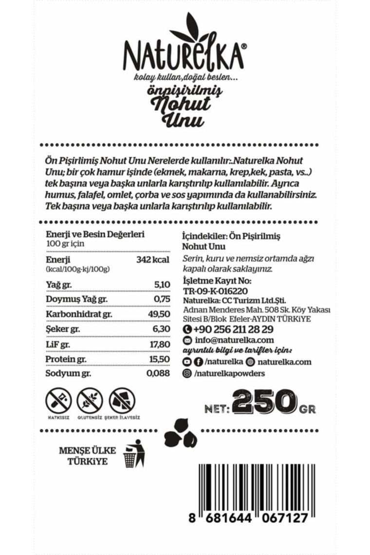 Glutensiz Ön Pişirilmiş Nohut Unu 250 gr