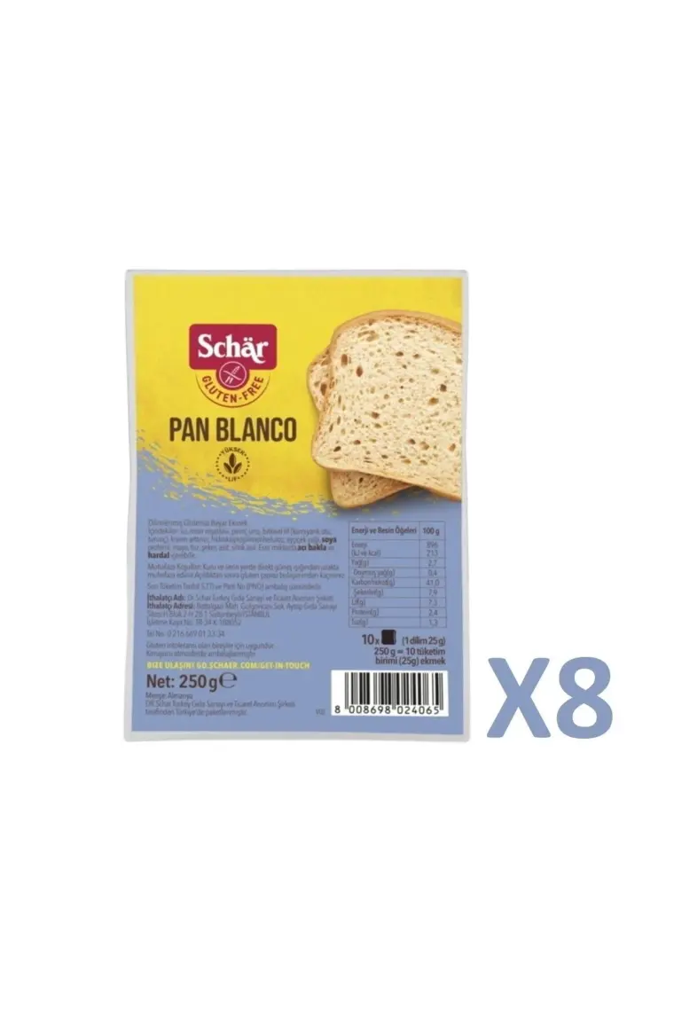Schar Pan Blanco Glutensiz Beyaz Ekmek 250 Gr. (8 Adet)