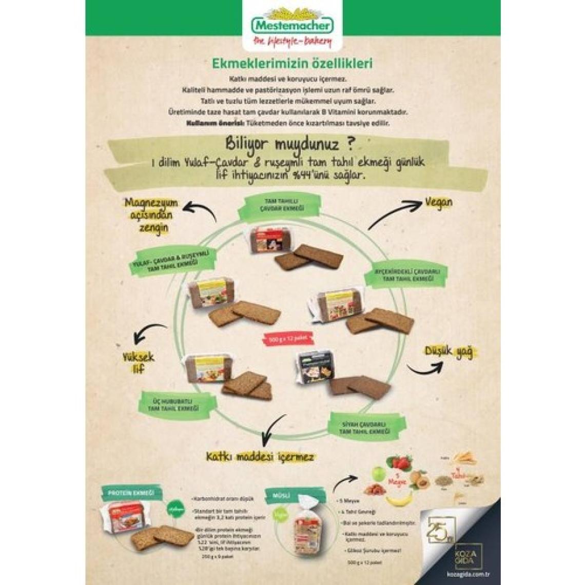 Mestemacher Üç Hububatlı Tam Tahıl Ekmeği 500 gr
