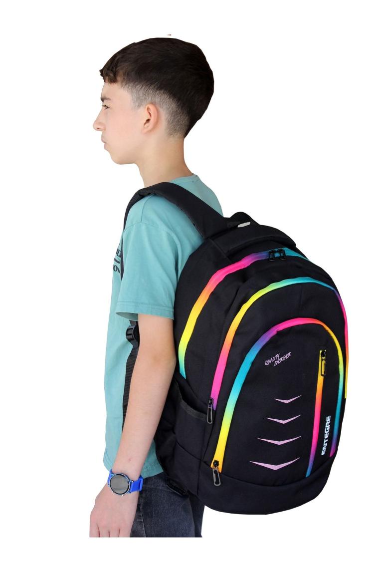 Unisex Çocuk Siyah Entegre Okul Çantası 9837