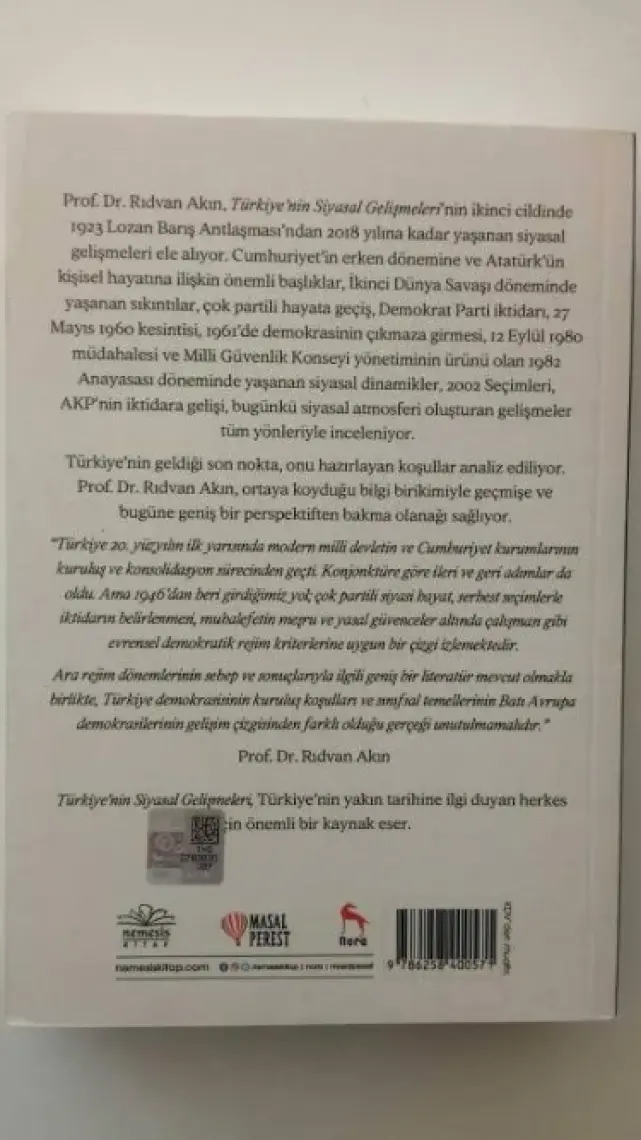 Türkiye’nin Siyasal Gelişmeleri (1923-2018) - Rıdvan Akın