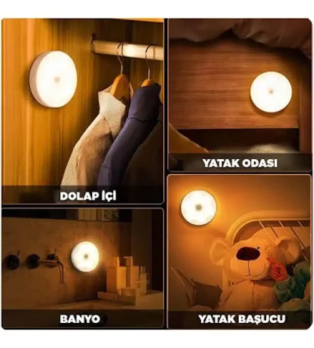 93816 Hareket Sensörlü Şarjlı Gece Lambası Dolap Işığı