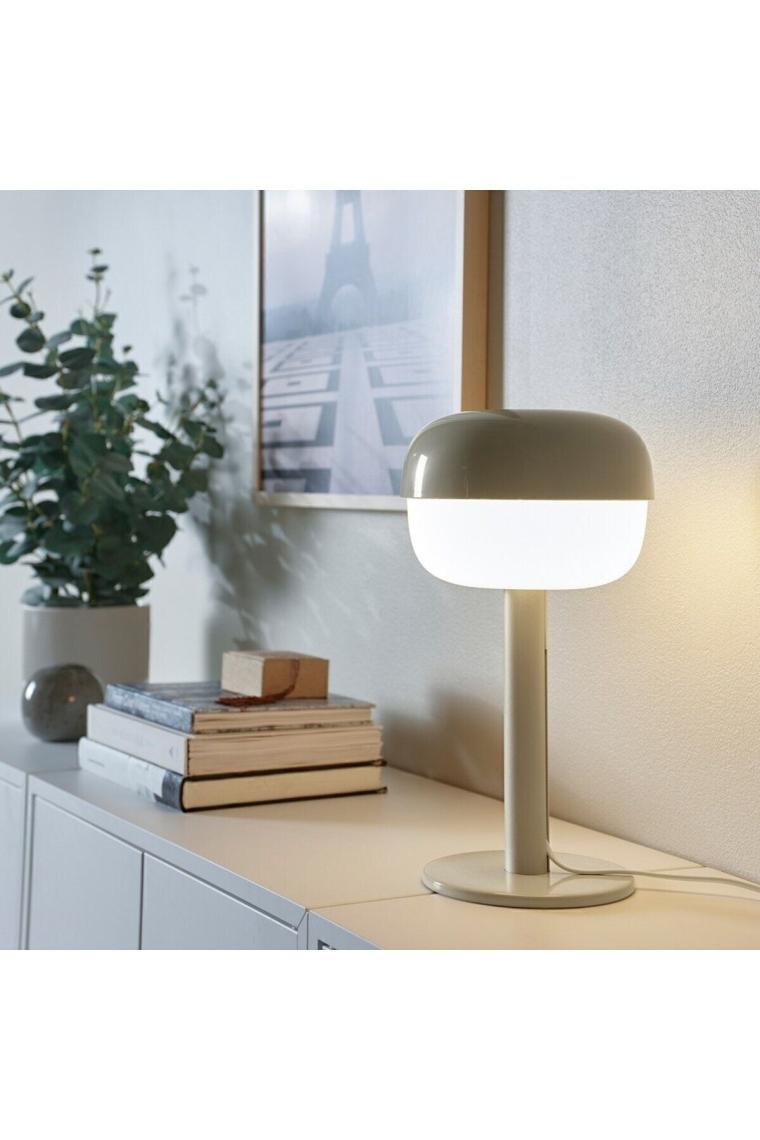 BLASVERK 36 Cm Bej Masa ve Gece Lambası Abajur