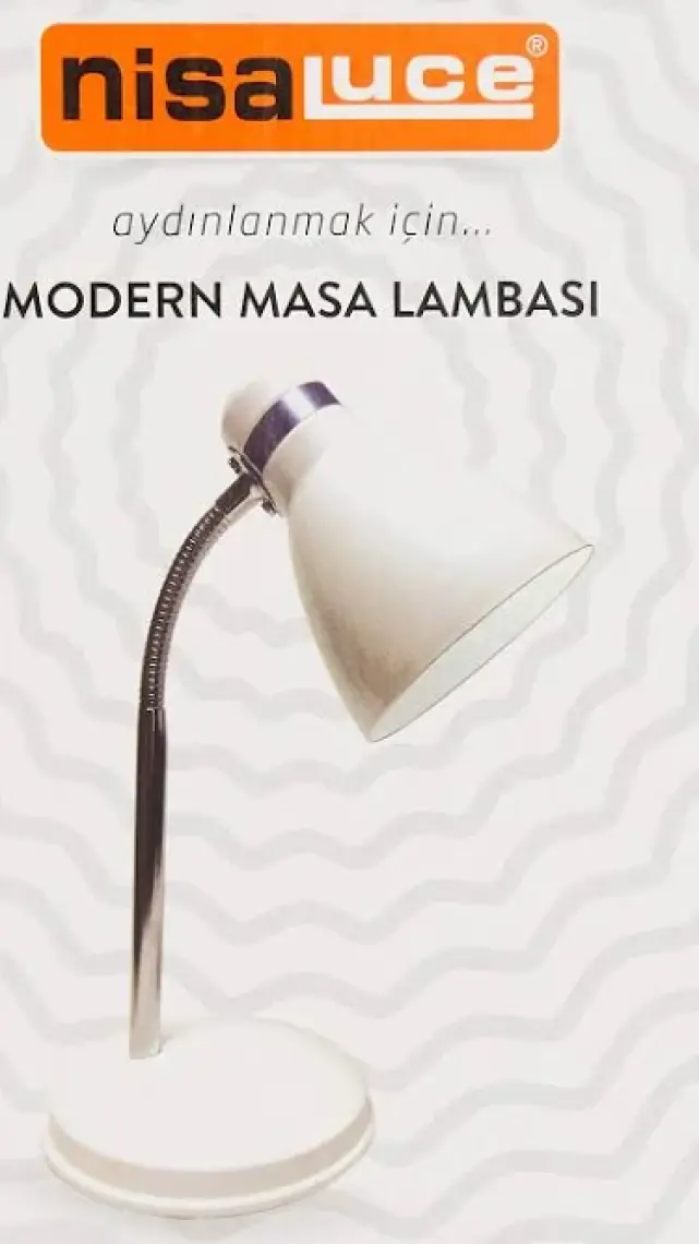 Modern Krom Spiralli Masa Lambası - Beyaz