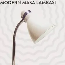 Modern Krom Spiralli Masa Lambası - Beyaz