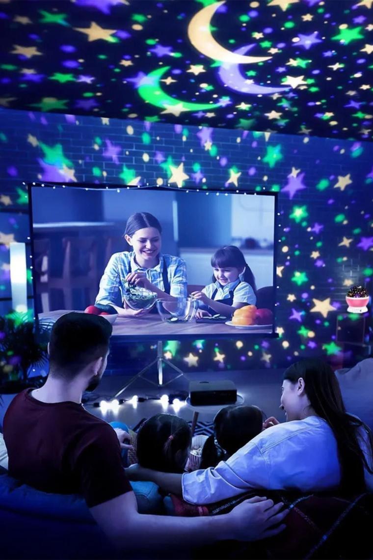 (KIRILABİLİR) Star Master Küre Renkli Yıldızlı Gökyüzü Projeksiyon Gece Lambası Mor