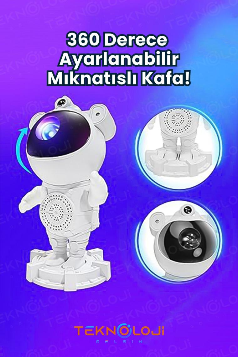 Gece Lambası Yıldız Projektör Astronot Işıklı Galaksi Samanyolu Projeksiyon Kumandalı