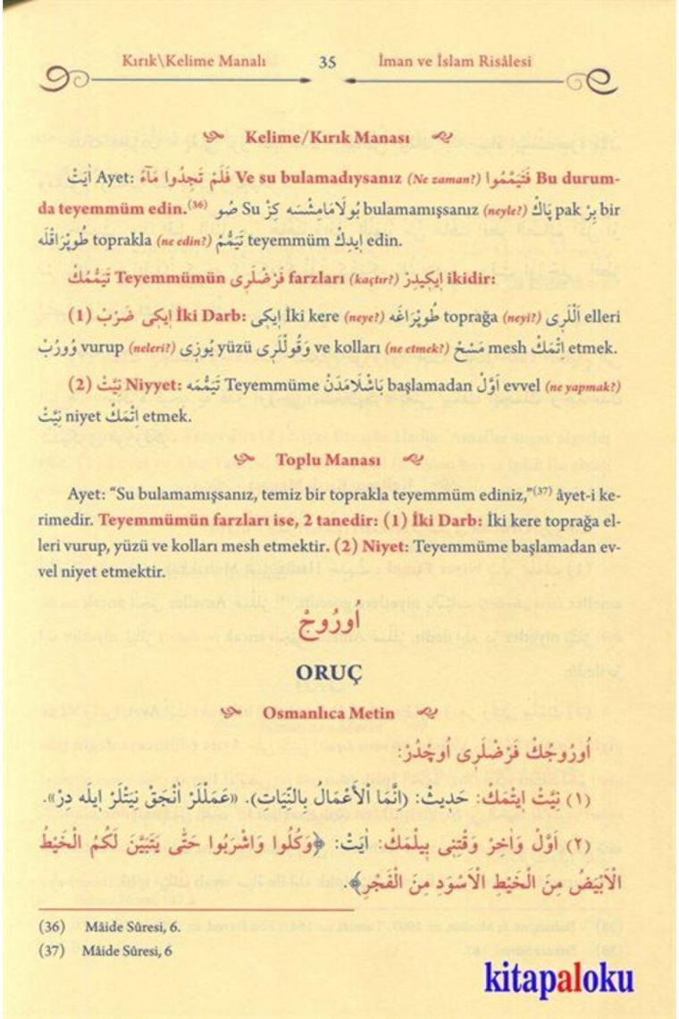 Mızraklı Ilmihal Kelime (KIRIK) Manalı Risaleler Ve Tercümeleri Renkli Baskı