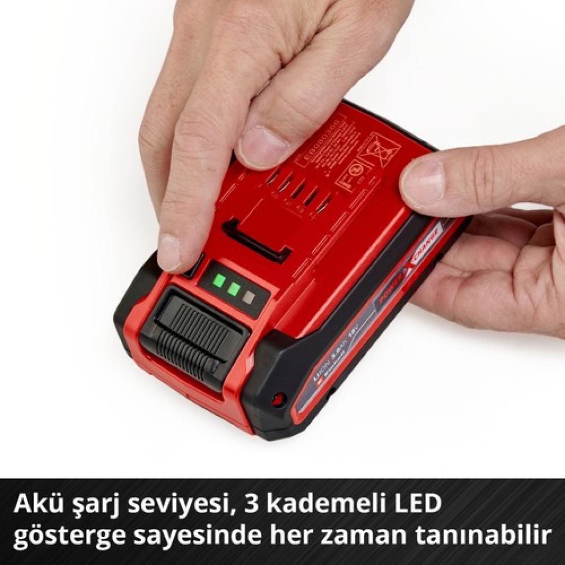 Einhell 18 V 3.0 Ah Power X-Change Plus (18 V Akü, Tüm PXC cihazları için evrensel,kendi kendine deşarj olmaz, 3 aşamalı LED şarj seviyesi kontrolü, özel şarj döngüleri, şarj dahil değil) - 4511501