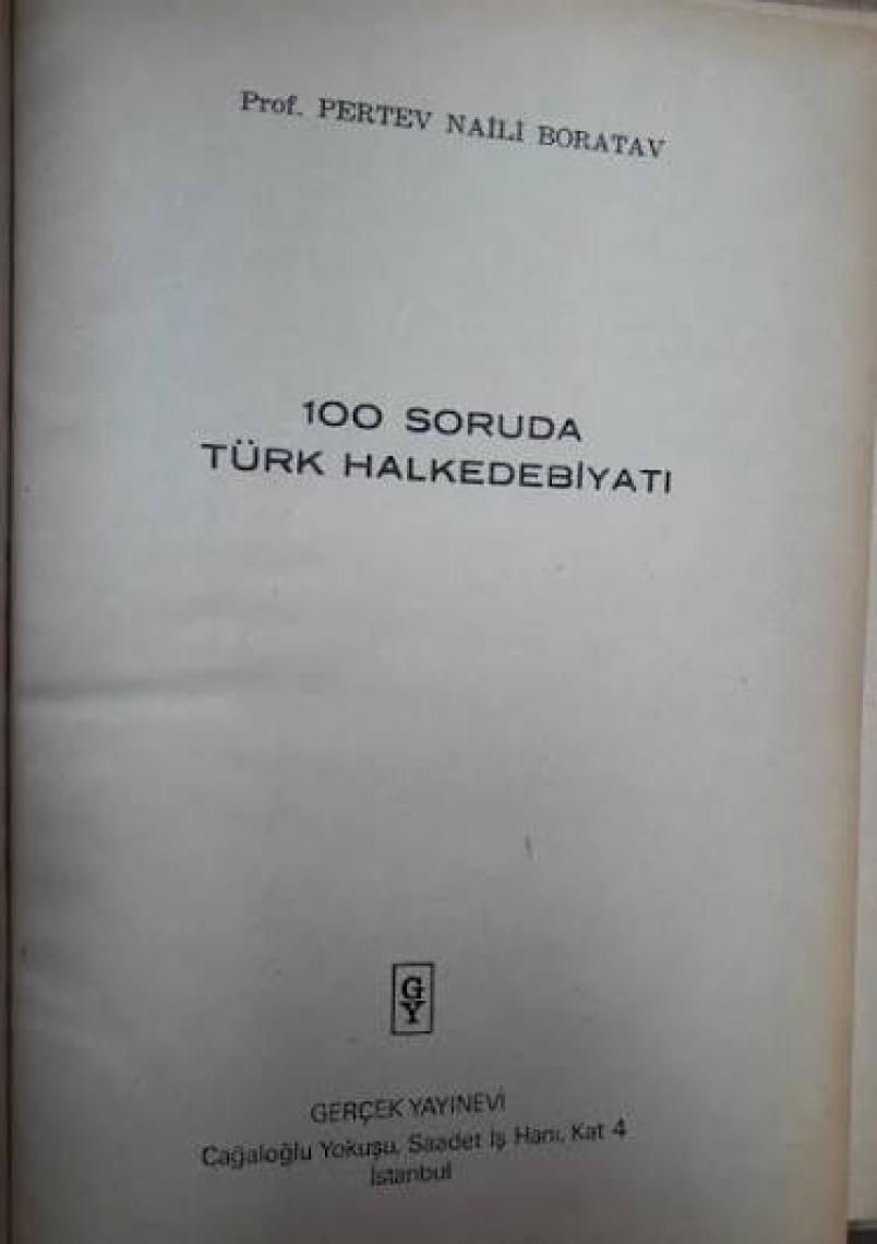 Bilgesu 100 Soruda Türk Halk Edebiyatı-Pertev Naili Boratav