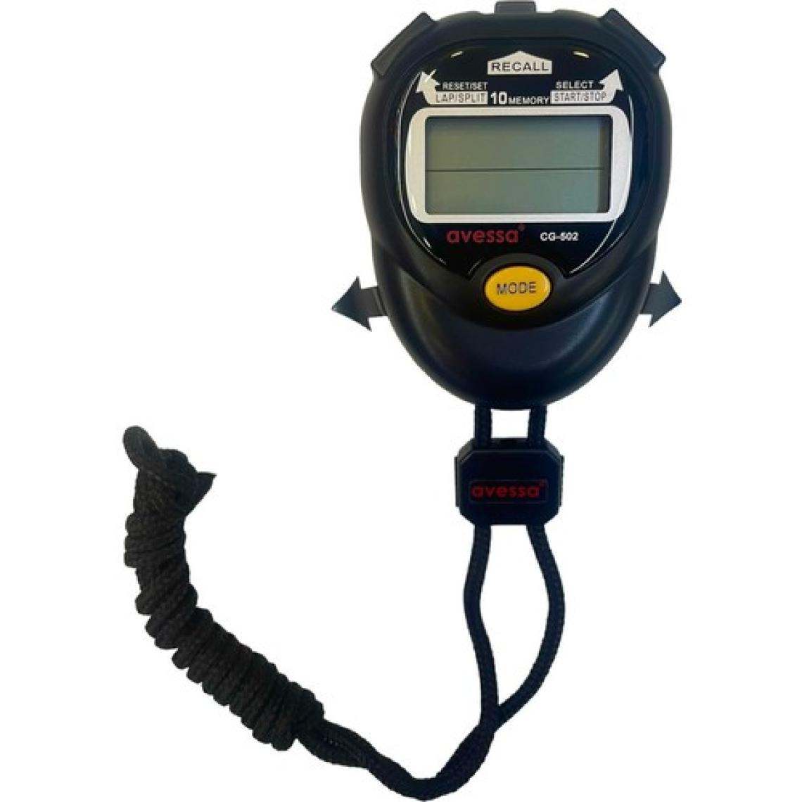 Avessa CG-502 10 Hafızalı Fonksiyonlu Stopwatch Dijital Kronometre Siyah