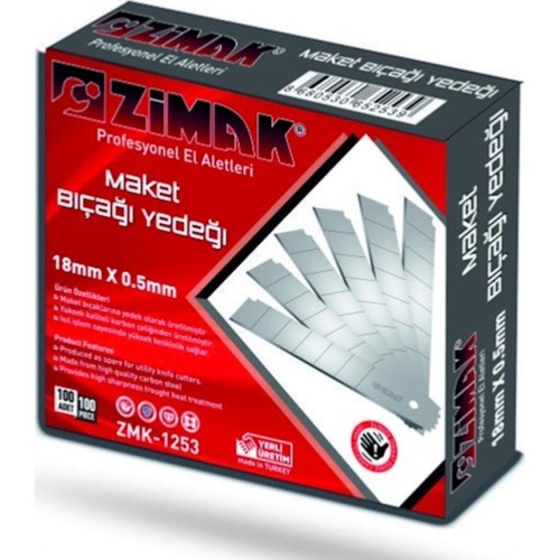 Zimak Geniş Maket Bıçağı Yedeği 100'lü ZMK-1253