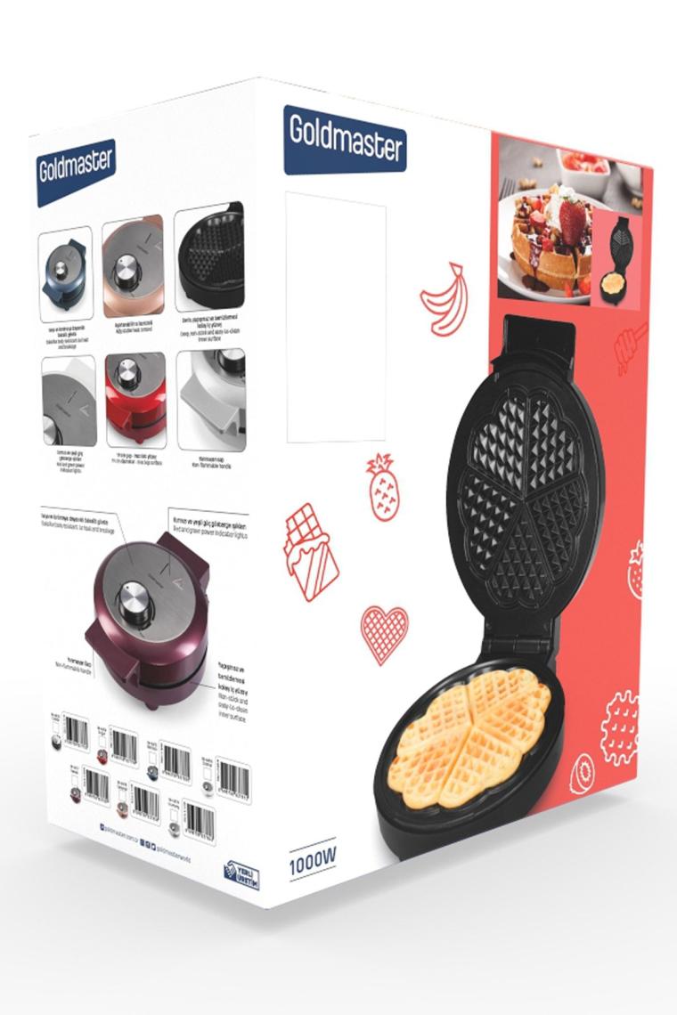 Cookie 1000w Taşmayı Önleyen Derin Plakalı Isı Kontrollü Waffle Makinesi Inox Siyah
