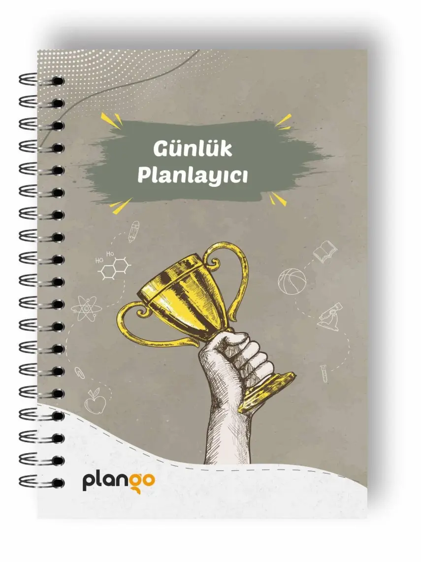 Plango Gri Kupa Günlük Planlayıcı Defter - Daily Planner - Ders Çalışma Planlayıcı Defteri - Planlama Defteri