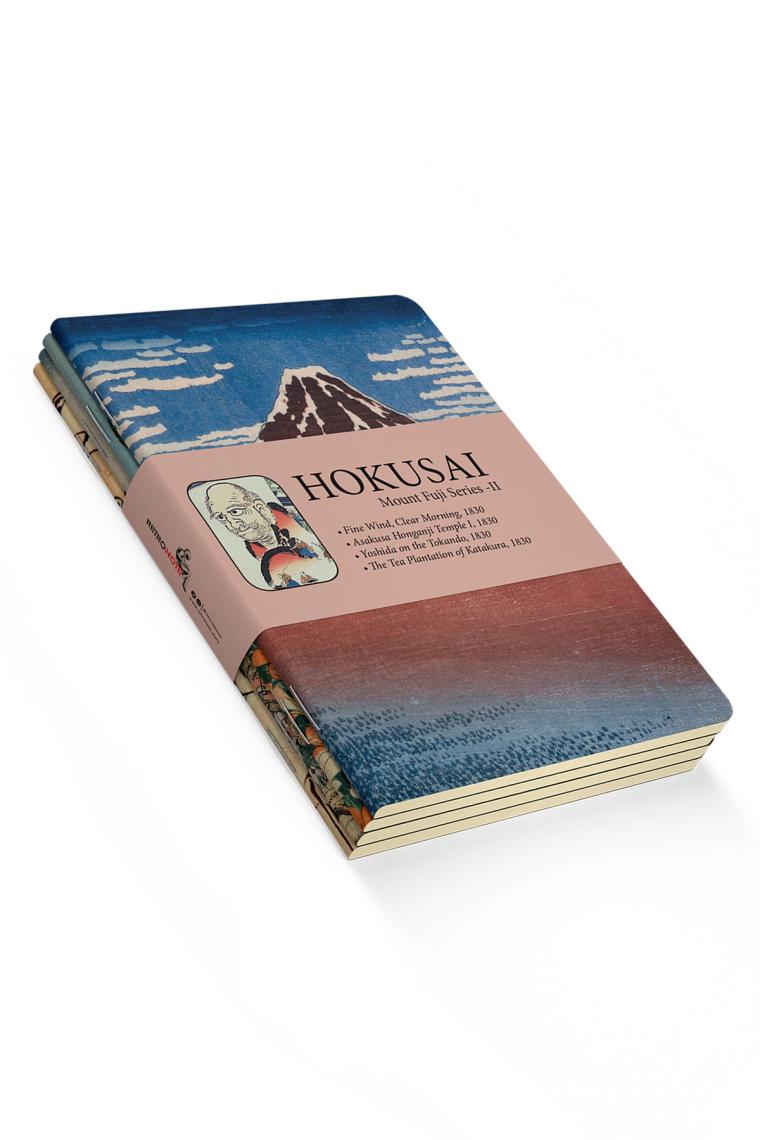 Retronote Hokusai 4'lü Defter Seti 2  Mount Fuji Series Iı  Çizgisiz  48 Sayfa  10,5X14CM