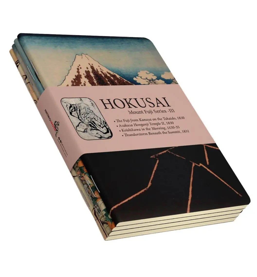 Retronote Hokusai 4'lü Defter Seti 3  Mount Fuji Series Iıı  Çizgisiz  48 Sayfa  10,5X14CM