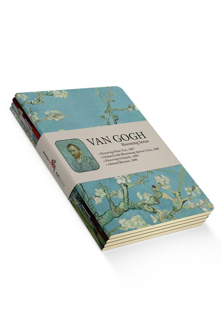 Retronote Van Gogh 4'lü Defter Seti 2  Blooming Series  Çizgisiz  64 Sayfa  14X21CM