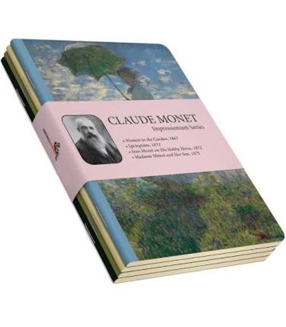 Retronote Claude Monet 4'lü Defter Seti  Impressionism Series  Çizgisiz  64 Sayfa  14X21CM