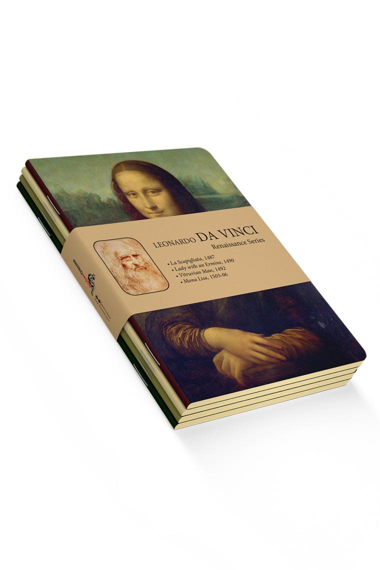 Retronote Da Vinci 4'lü Defter Seti  Renaissance Series  Çizgisiz 48 Sayfa  10,5X14CM