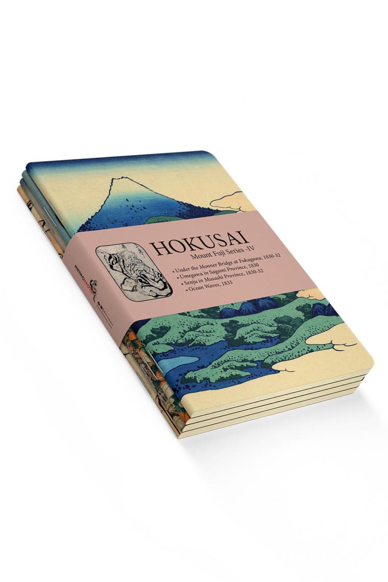Retronote Hokusai 4'lü Defter Seti 4  Mount Fuji Series Iv  Çizgisiz  48 Sayfa  10,5X14CM