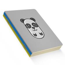 Retronote Cute Animals 4'lü Defter Seti - Panda, Köpek, Civciv, Fil - Düz Çizgili - 64 Sayfa - 14X21CM