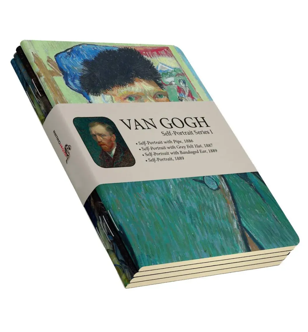 Retronote Van Gogh 4'lü Defter Seti 4  Selfportrait Series I  Çizgisiz  64 Sayfa  14X21CM