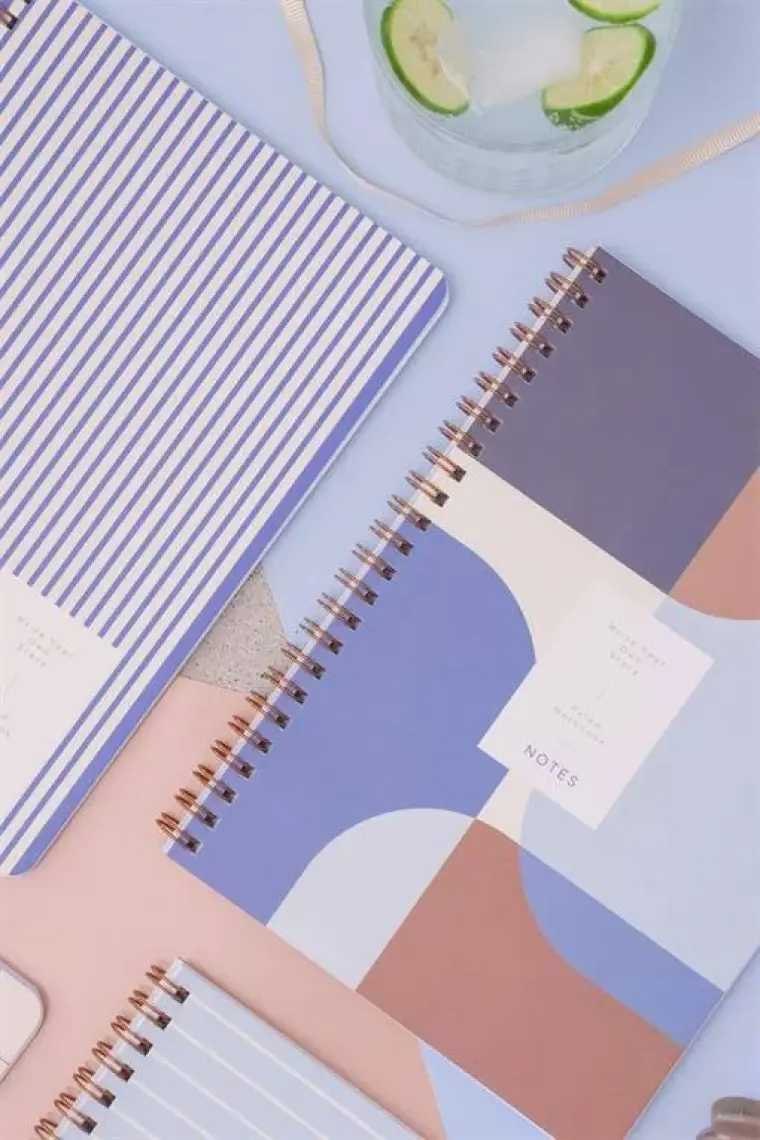Paperora A5 Spiralli Karton Kapak Çizgili Okul Defteri 80 Yaprak 4'lü Set - Ders Programlı - Mavi