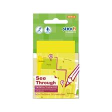 Hopax Stickn Yapışkanlı Not Kağıdı 76X51 Mm Saydam Sarı 50 Yaprak 4-2170500-5001