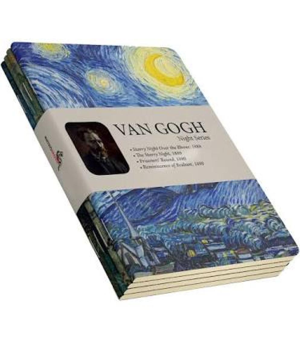 Retronote Van Gogh 4'lü Defter Seti 1  Night Series  Çizgisiz  64 Sayfa  14X21CM