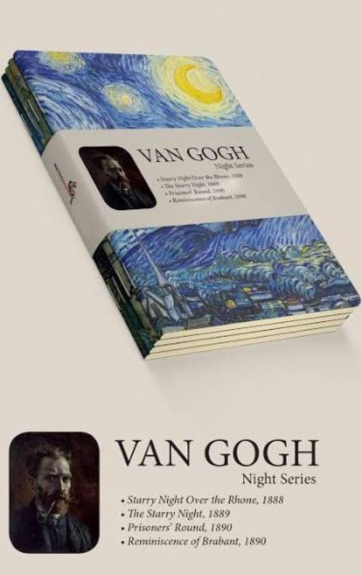 Retronote Van Gogh 4'lü Defter Seti 1  Night Series  Çizgisiz  64 Sayfa  14X21CM
