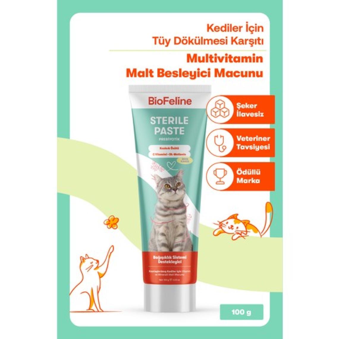 Biofeline Sterile Paste 100 Gr.  ( Kısırlaştırılmış Kedilere Özel Multivitaminli Malt Macunu )